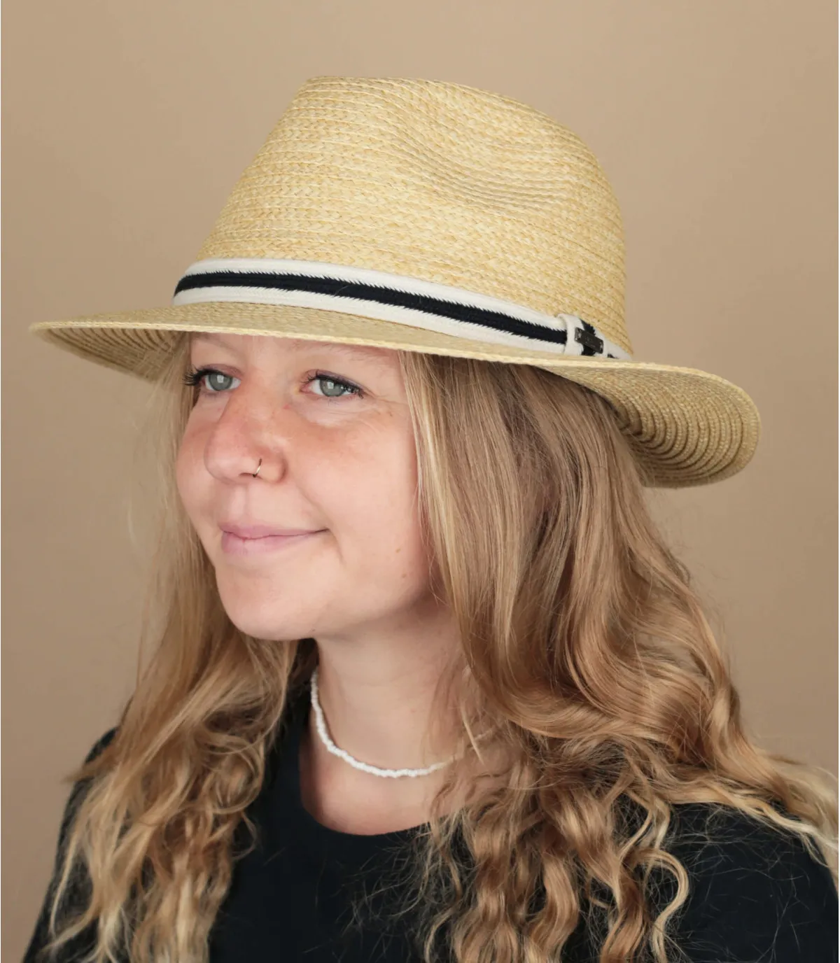 cappello fedora in paglia beigeLiwock wheat     