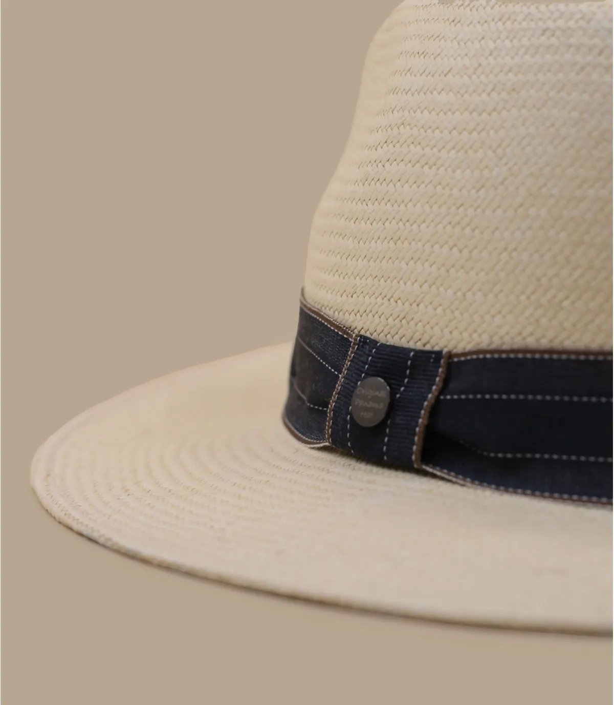 Cappello panama in paglia con nastro bluFashion Simple Panama natural     