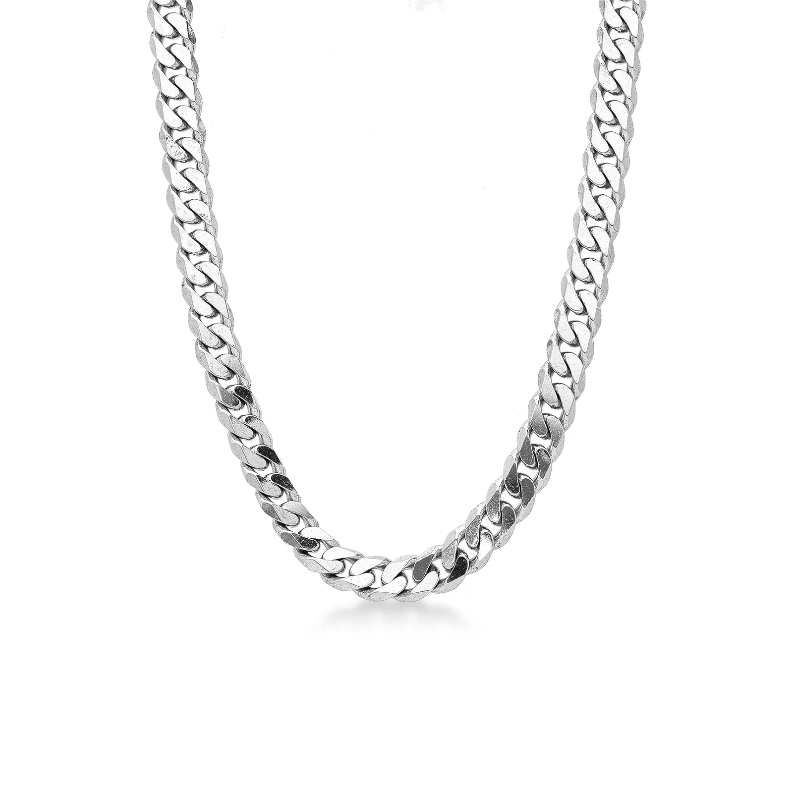 Collana in oro bianco 18k a maglia groumette, 60 cm.