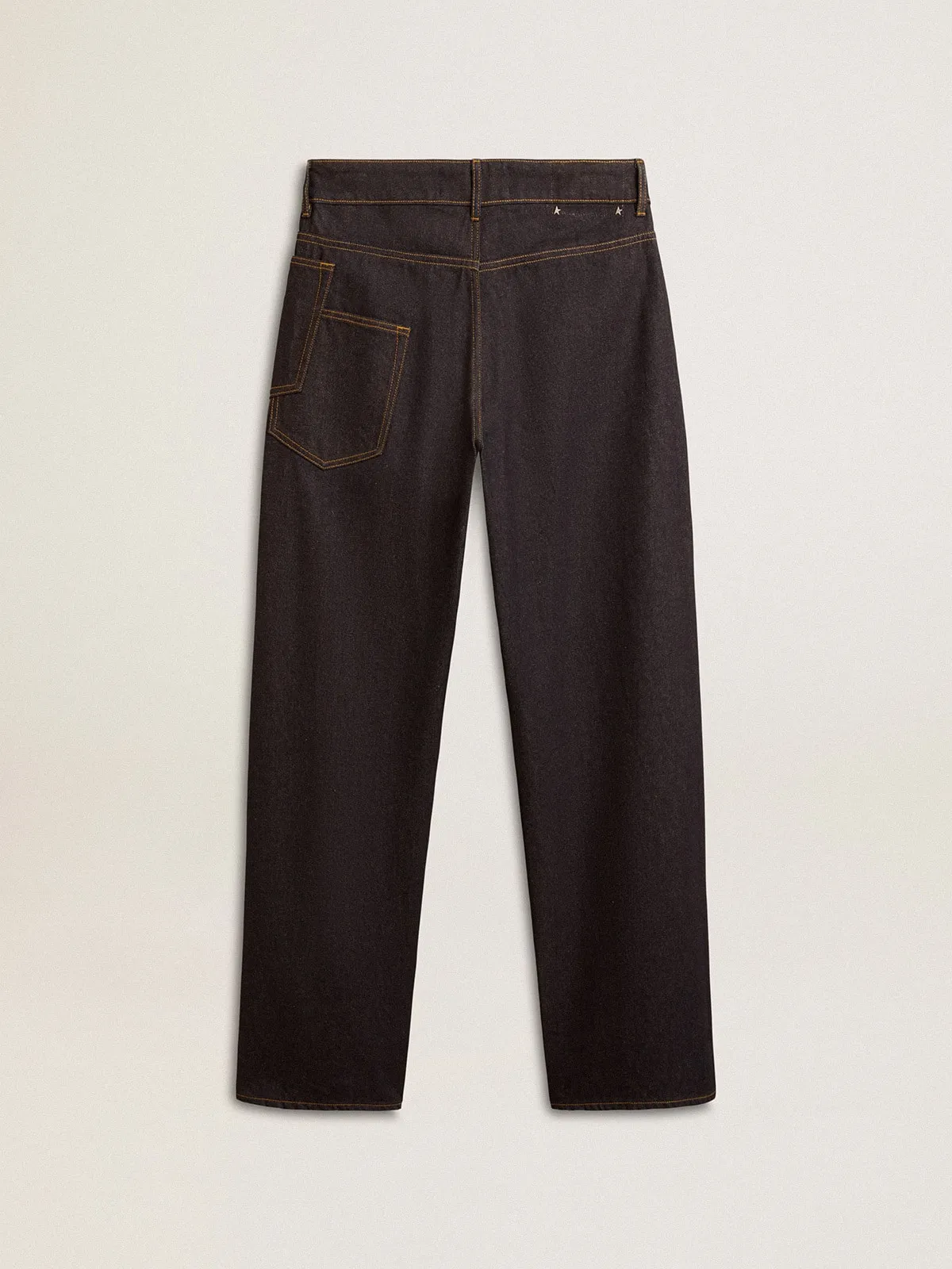 GOLDEN GOOSE Dark Blue Wide Leg Jeans One Wash-Denim