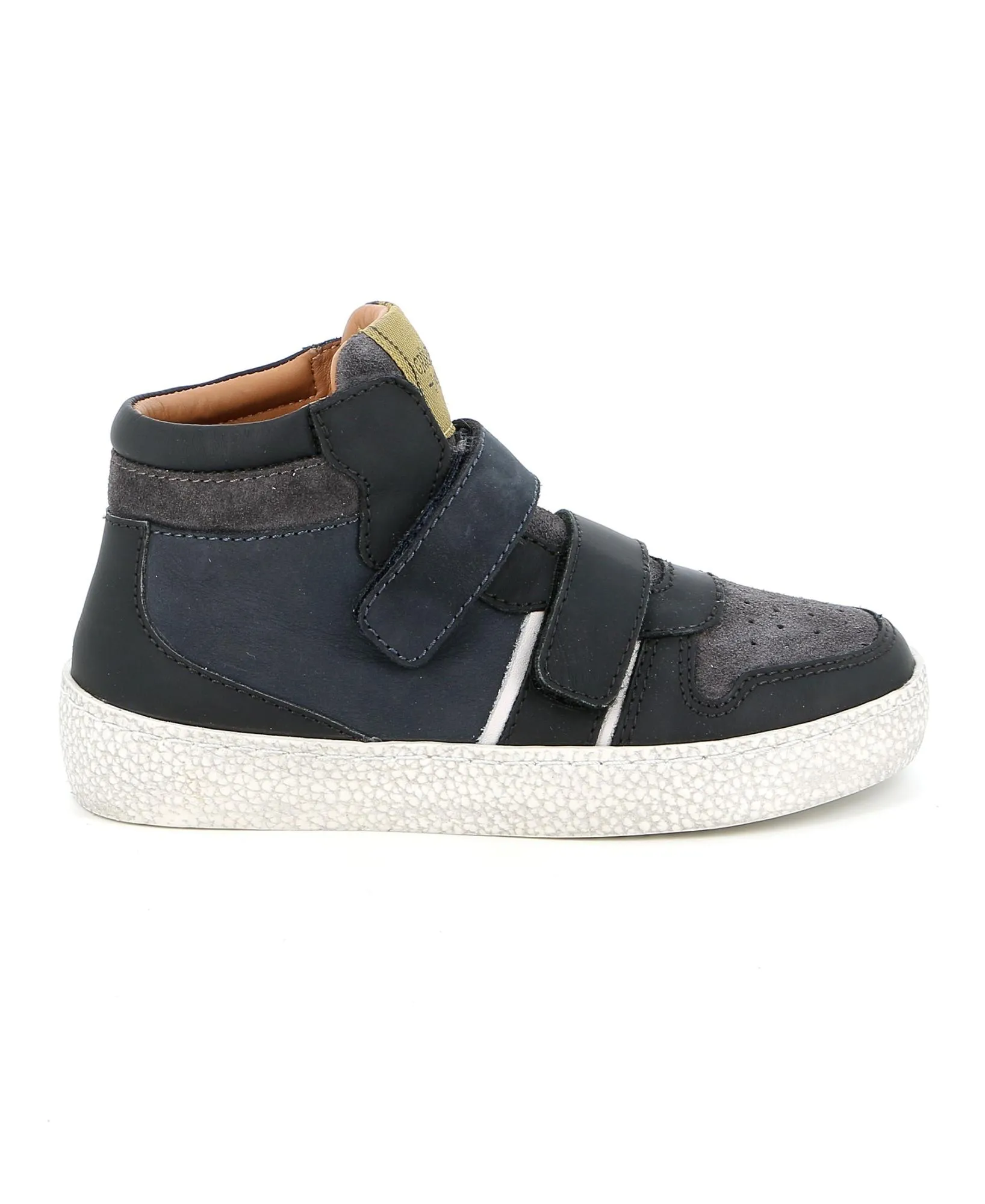 GRUNLAND TADO PO2300 blu multi scarpe bambino sneakers mid strappi pelle