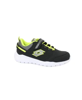 LOTTO 214870 SPACEBREEZE JR all black giallo fluo scarpe bambino sneakers ginnastica strappo + elastici