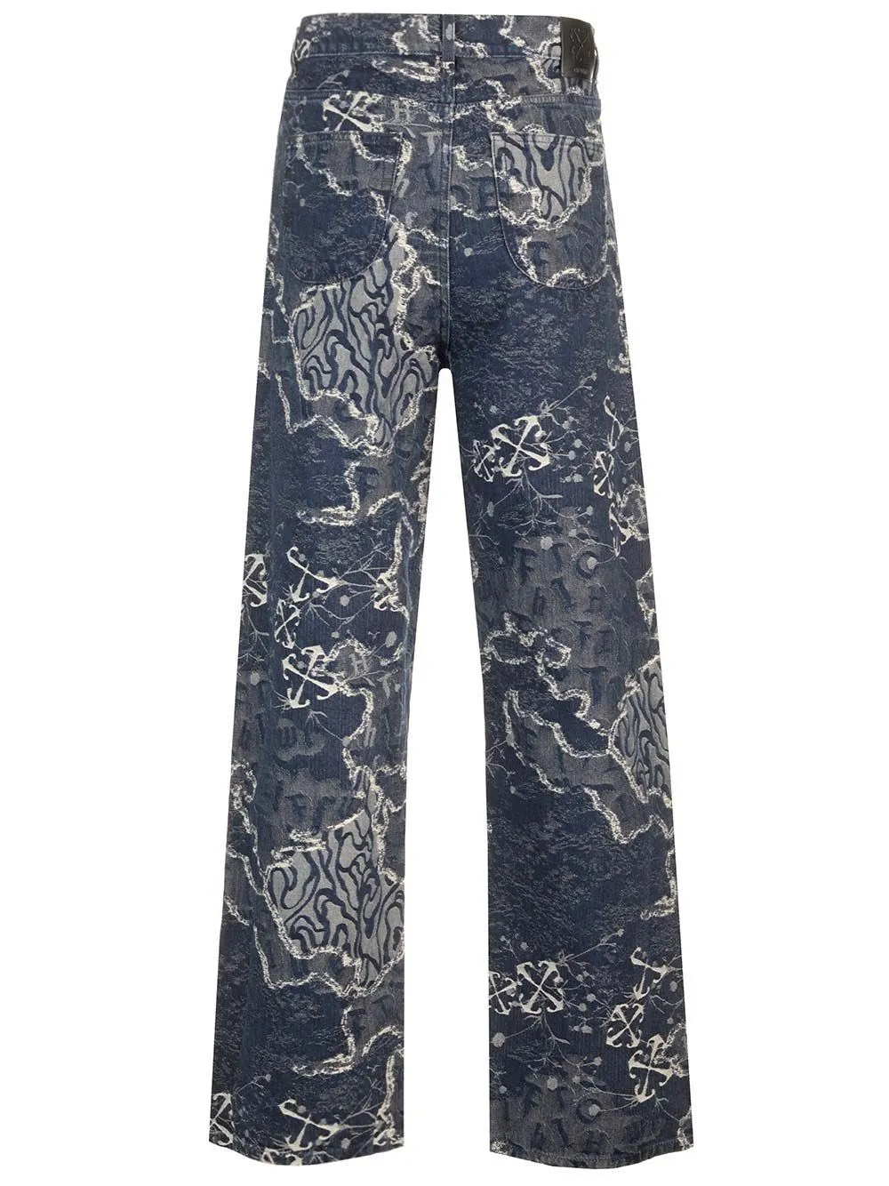   Off-white  jeans blu a gamba dritta jacquard