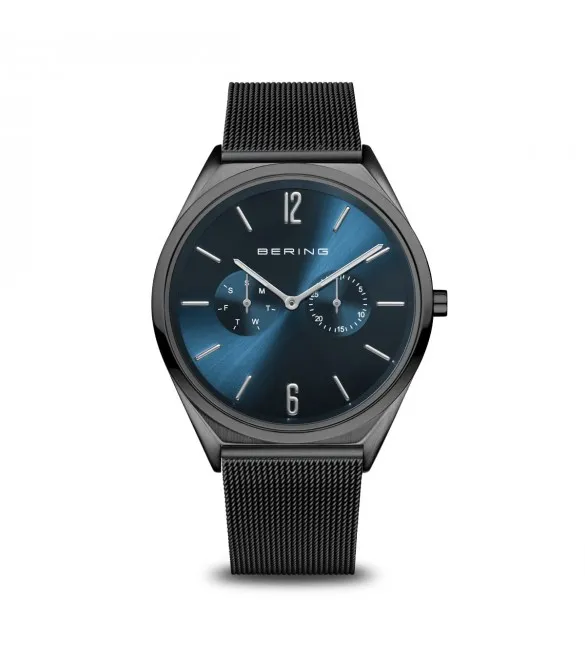 Orologio Multifunzione Uomo Bering Ultra Slim maglia milanese Nero 17140-227
