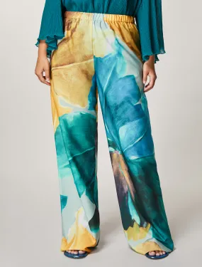 Pantaloni in Crêpe de Chine Stampato