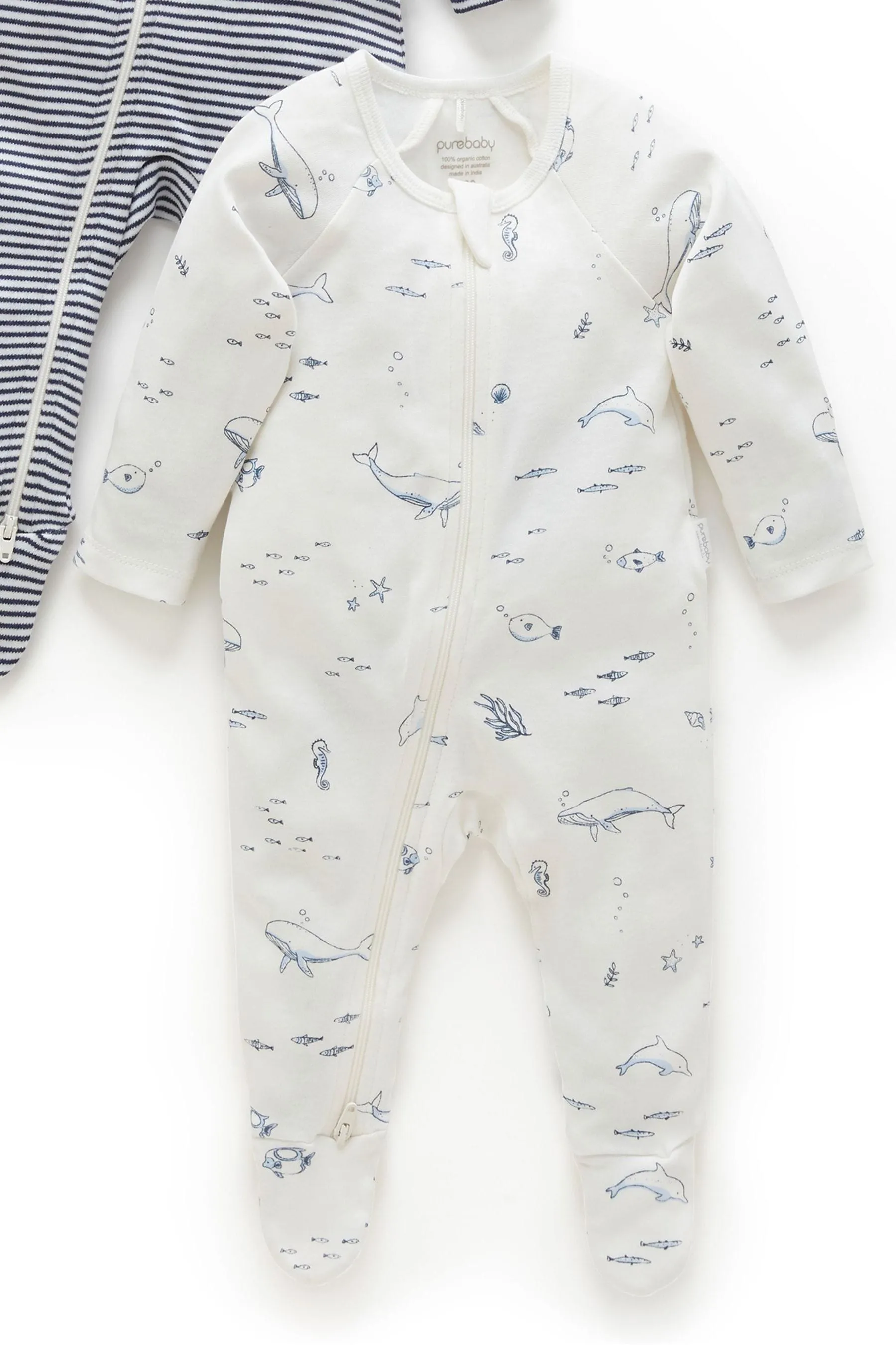 Purebaby Zip Baby Sleepsuit 2 Pack    