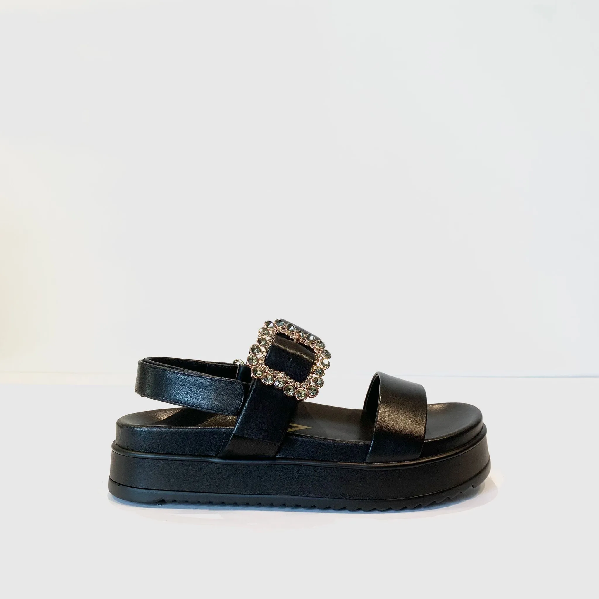 S4-201-10 EVA Sandalo Fibbia Strass Black  