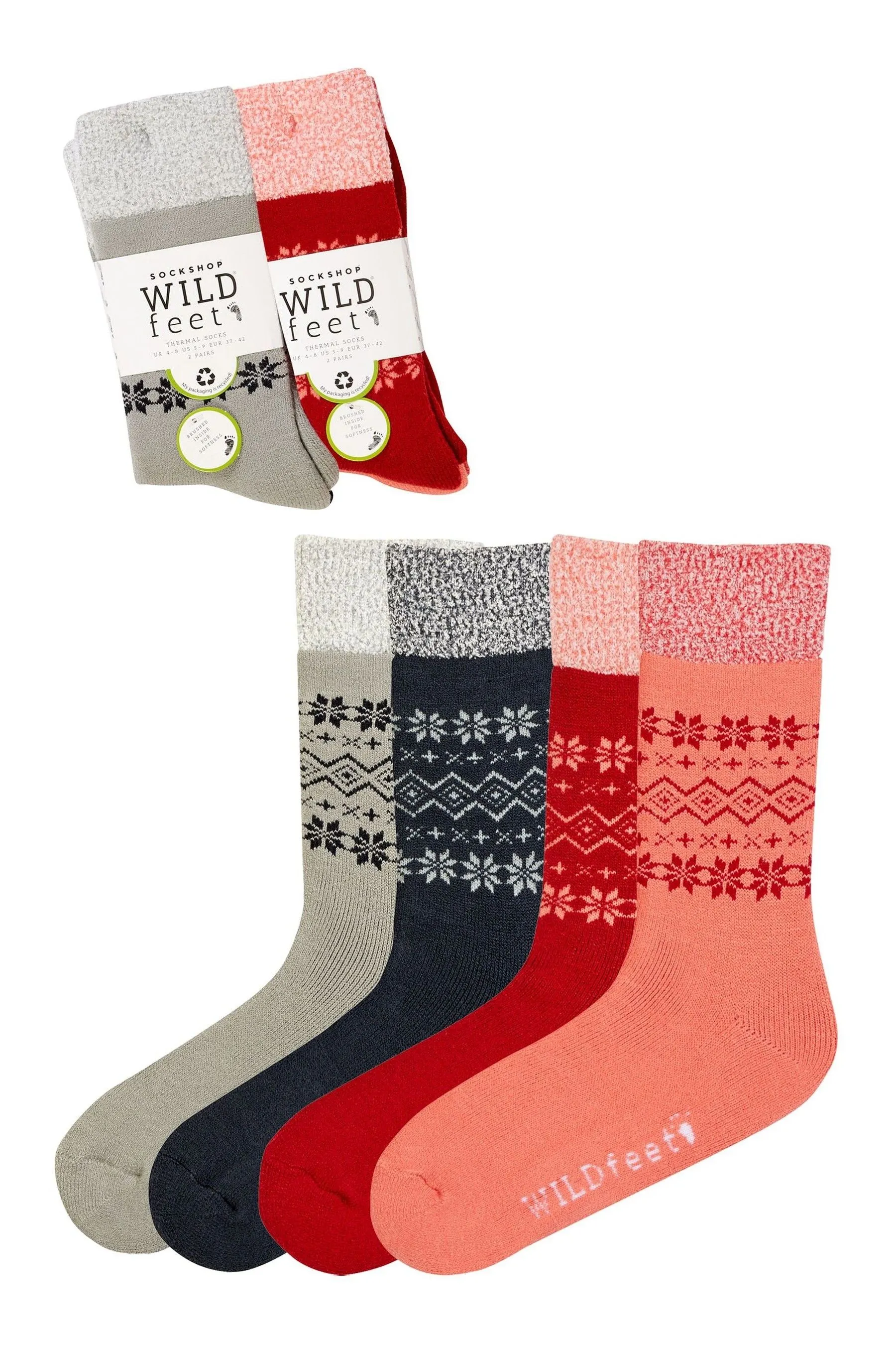 Wild Feet Fun Thermal Leisure Socks Pack 4    